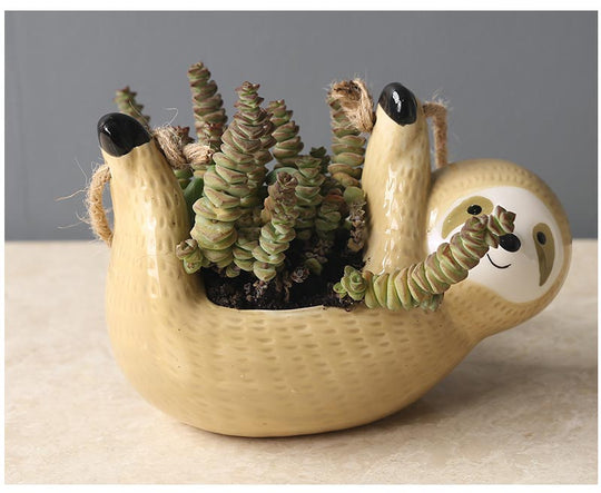 Lazy Ceramic Sloth Flower Pot