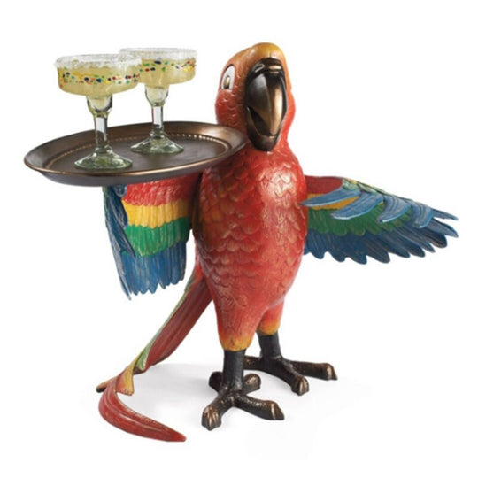 Drink Serving Parrot Butler Statue