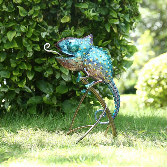 Handcrafted Chameleon Iron Sculpture