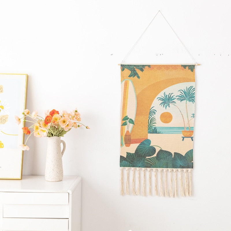 Hanging Tapestry with Handmade Tassels