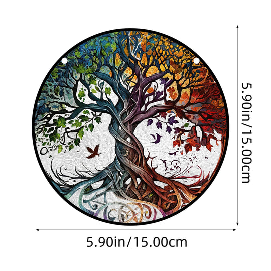 Stained Glass Pattern Tree of Life Sun Catcher