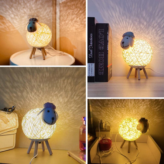 Hand-woven Little Sheep LED Lamp