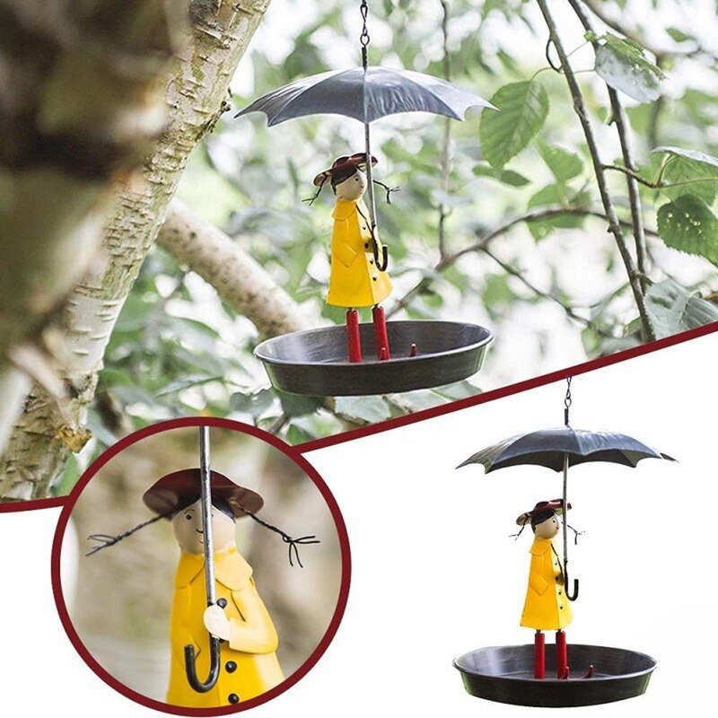 Girl With Umbrella Bird Feeder