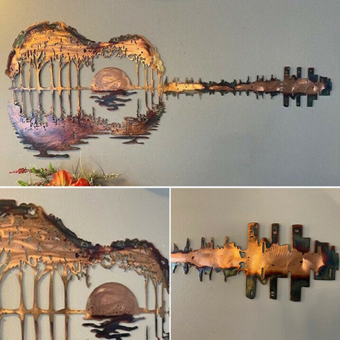 Abstract Guitar Sunset Wall Metal Art