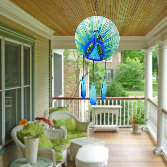 Peacock Glass Wind Spinner