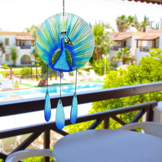 Peacock Glass Wind Spinner