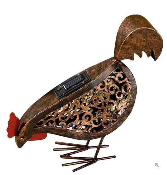 Iron Solar Chicken Retro Hollow Garden Light