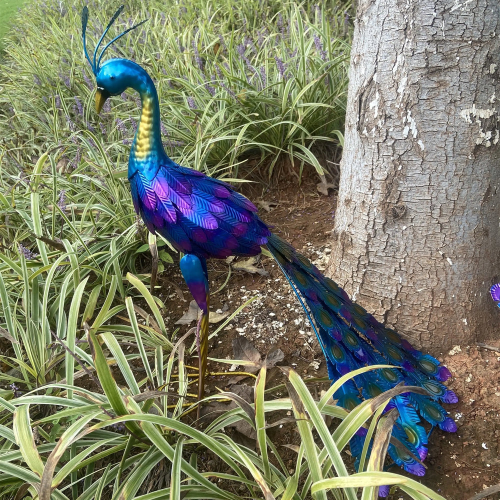 Standing Peacock Garden Sculpture