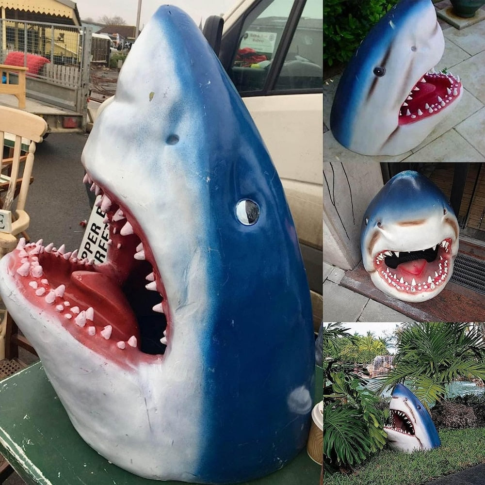 White Shark Garden Sculpture