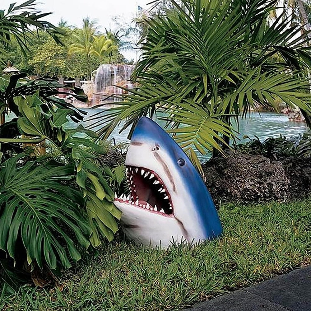 White Shark Garden Sculpture