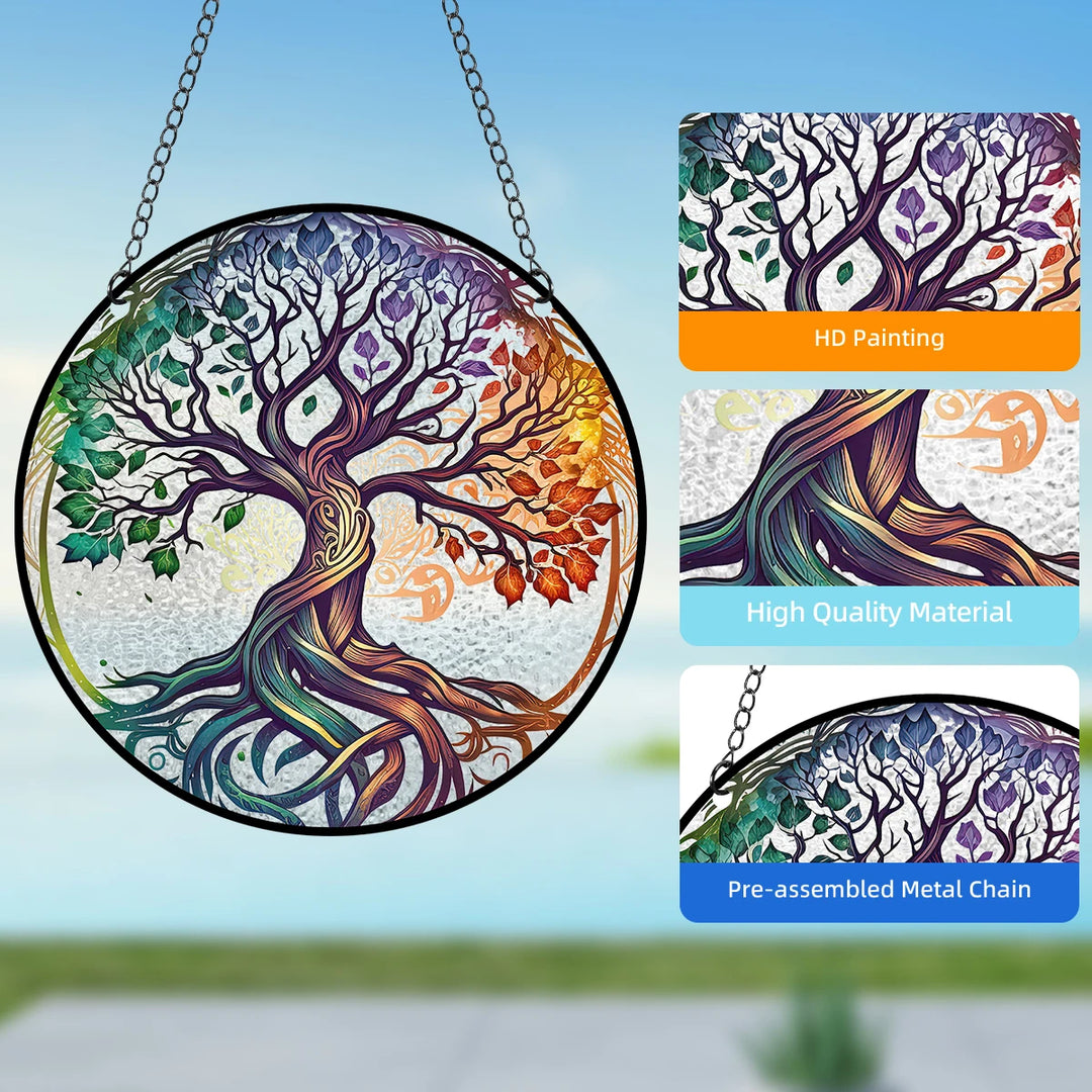 Stained Glass Pattern Tree of Life Sun Catcher