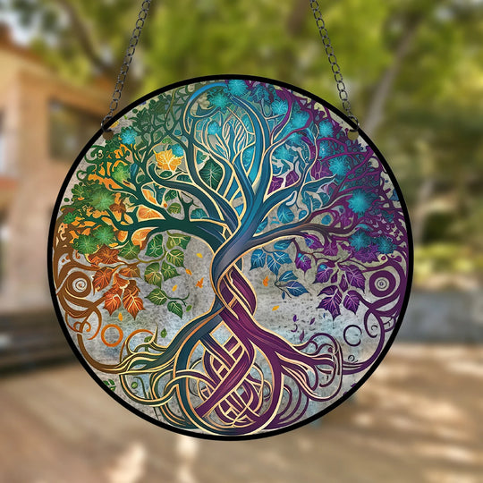 Stained Glass Pattern Tree of Life Sun Catcher