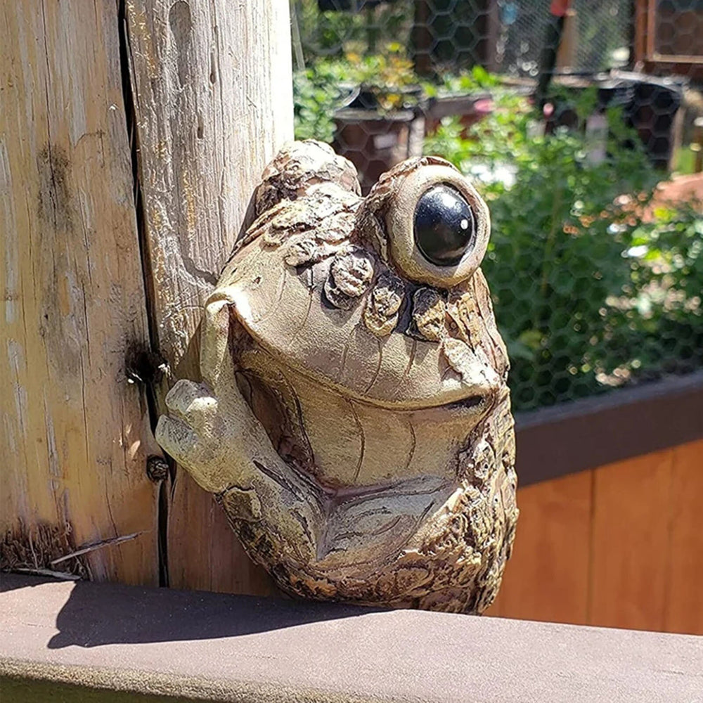 Froggie Peeker Garden Sculpture