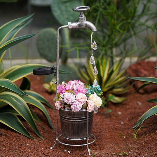 Solar Powered Garden Leaking Faucet Planter