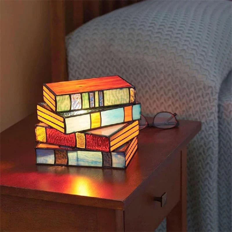 Stained Glass Books Table Lamp