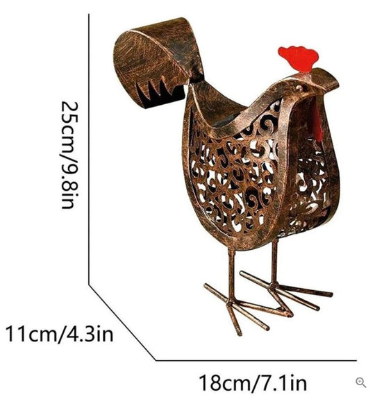 Iron Solar Chicken Retro Hollow Garden Light