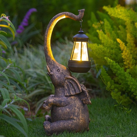 Elephant Glow Lantern Garden Decor