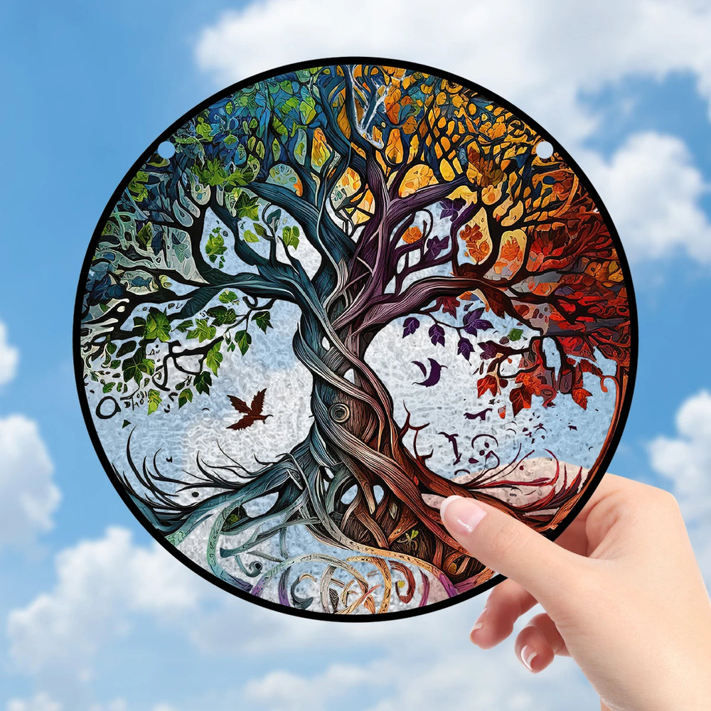 Stained Glass Pattern Tree of Life Sun Catcher