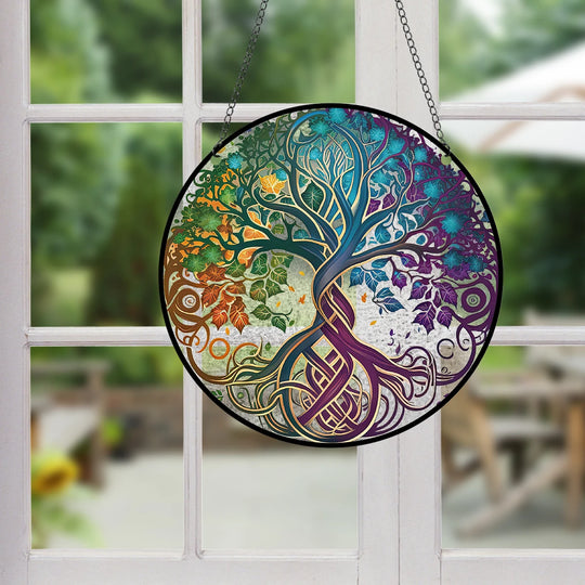 Stained Glass Pattern Tree of Life Sun Catcher