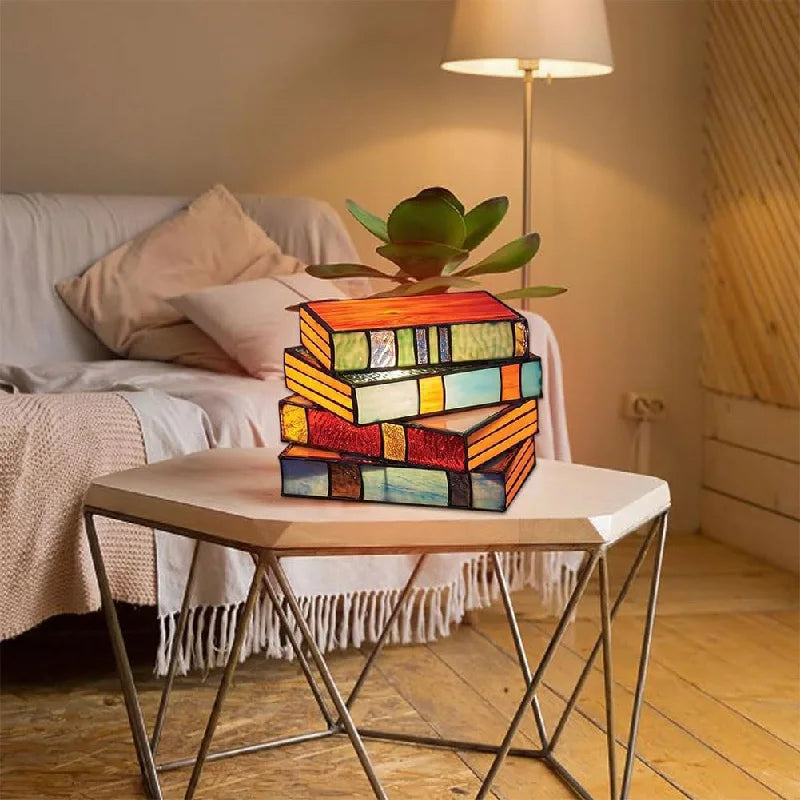 Stained Glass Books Table Lamp