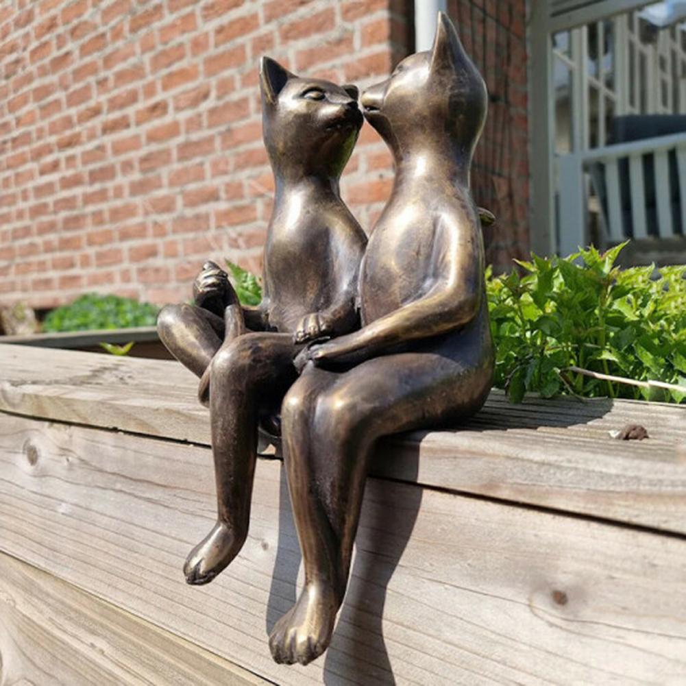 Loving Cats Purrfect Couple Garden Sculpture