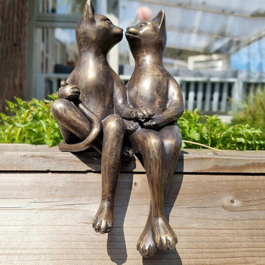 Loving Cats Purrfect Couple Garden Sculpture