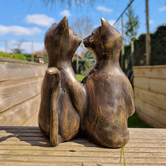 Loving Cats Purrfect Couple Garden Sculpture