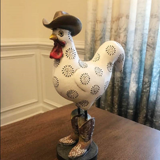 Cowboy Rooster Rodeo Sculpture