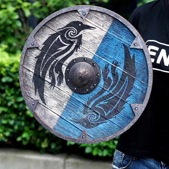 Blue Wooden Viking Shield