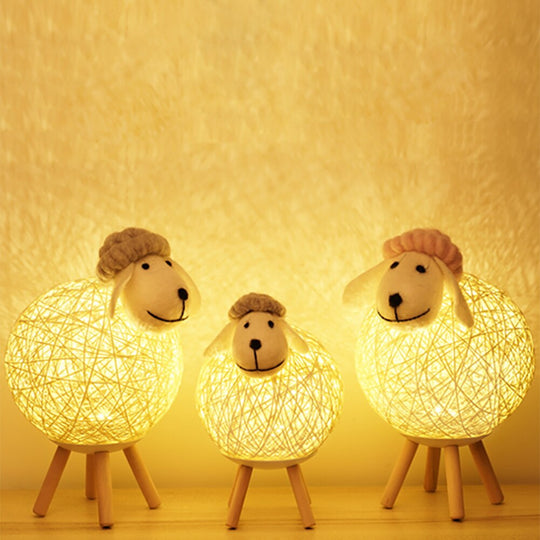 Hand-woven Little Sheep LED Lamp