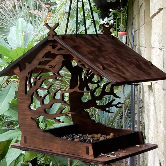 Wooden Garden Birds Feeder