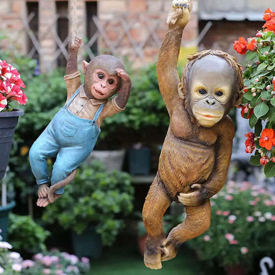 Swinging Monkey Tree Sculpture