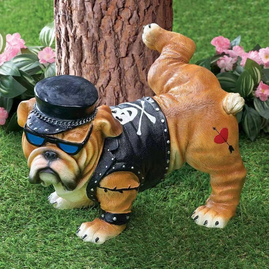 Bulldog Peeing Dog Sculpture