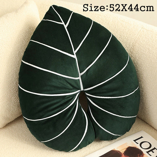 Nordic Naptime Green Leaf Plush Pillow
