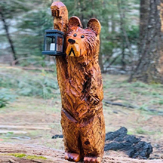 Solar Bear Lantern Garden Statue