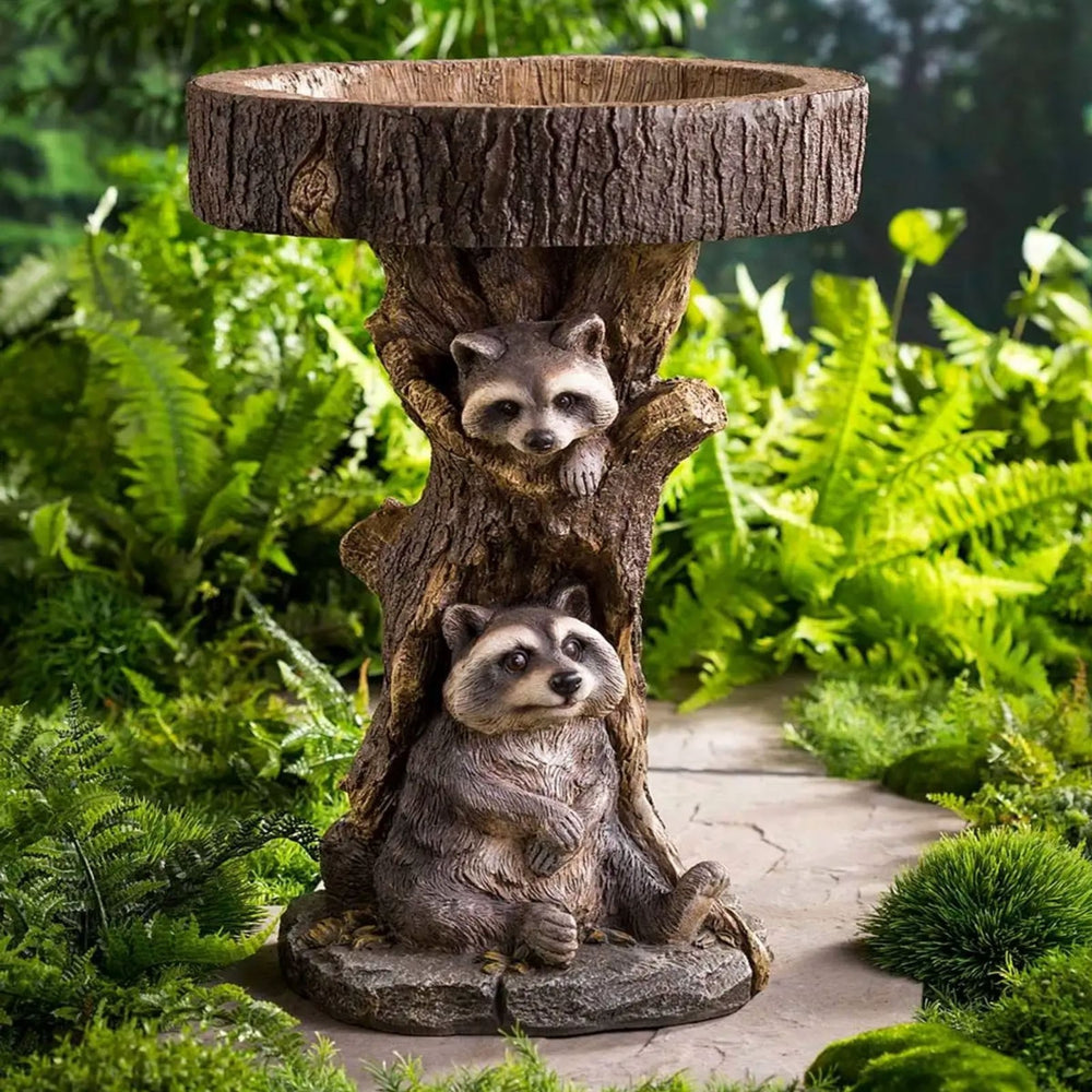 Raccoon Bath Garden Sculpture