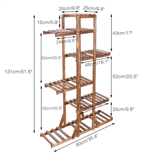 Carbonized Wood 6-Tier Plant Stand